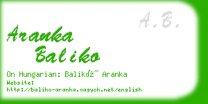 aranka baliko business card